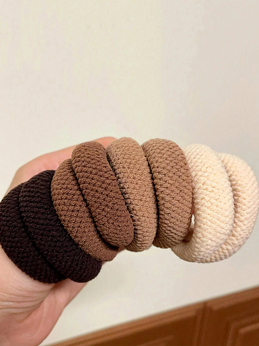 SUENTA 5/10 Pack High Elasticity Thickened Hair Scrunchies - Damage-Free No-Crease Soft Cotton Ponytail Holders & Versatile Hair Ties (Mixed Colors)