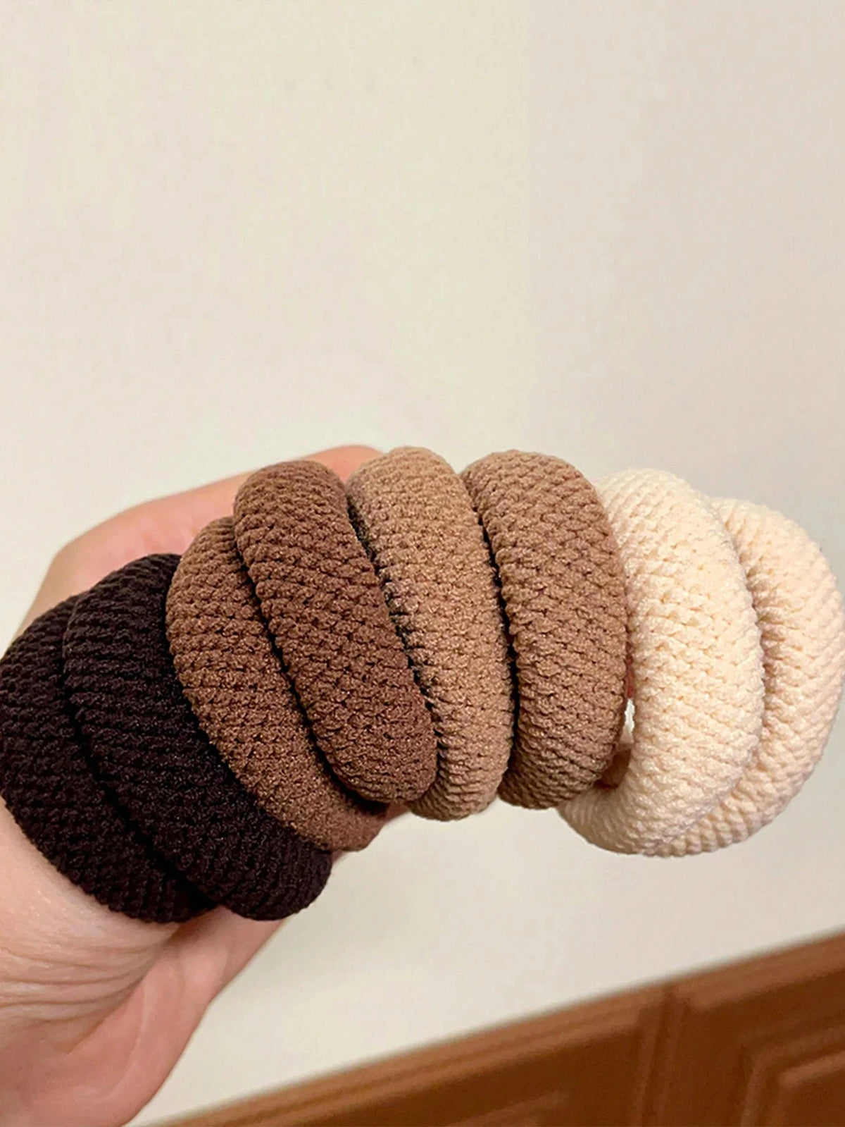 SUENTA 5/10 Pack High Elasticity Thickened Hair Scrunchies - Damage-Free No-Crease Soft Cotton Ponytail Holders & Versatile Hair Ties (Mixed Colors)
