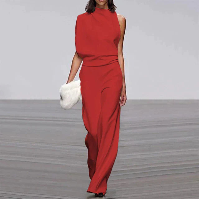 SUENTA Chāme | Damen Jumpsuit – Effortless Summer Glam, Schlichtes Design & Vielseitige Kombinationsmöglichkeiten Rot