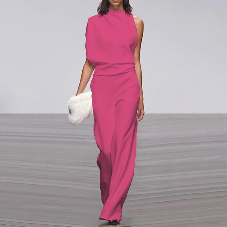 SUENTA Chāme | Damen Jumpsuit – Effortless Summer Glam, Schlichtes Design & Vielseitige Kombinationsmöglichkeiten Rosa Rot