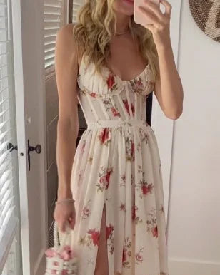 SUENTA Damen Maxi-Sommerkleid – Floraler Blumendruck & Luftige Weiblichkeit