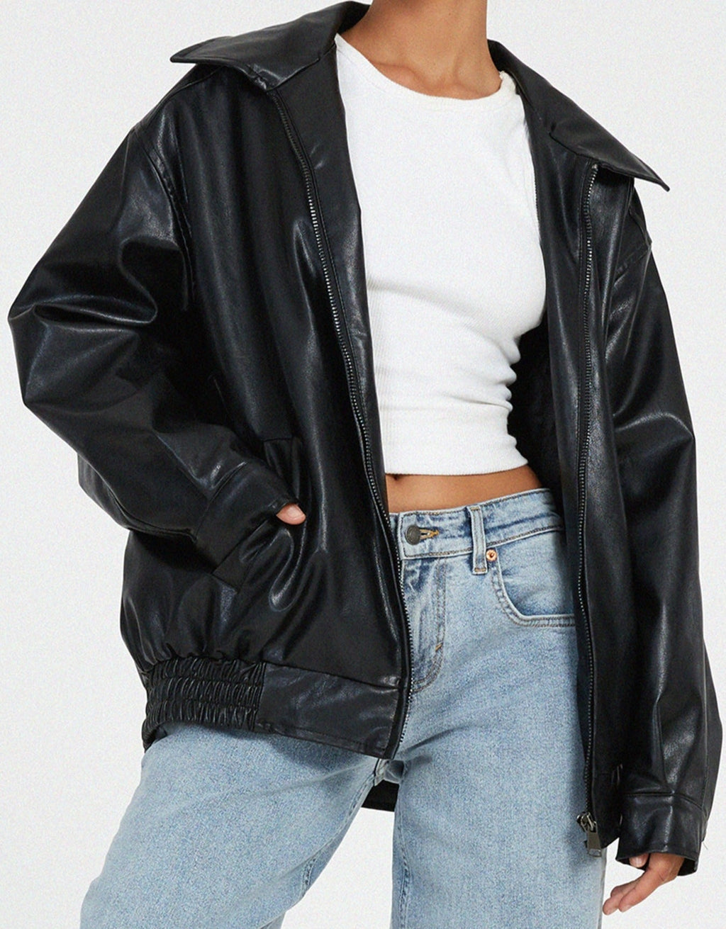 SUENTA Damen Oversized Lederjacke – Modischer Look & Hochwertiges Kunstleder
