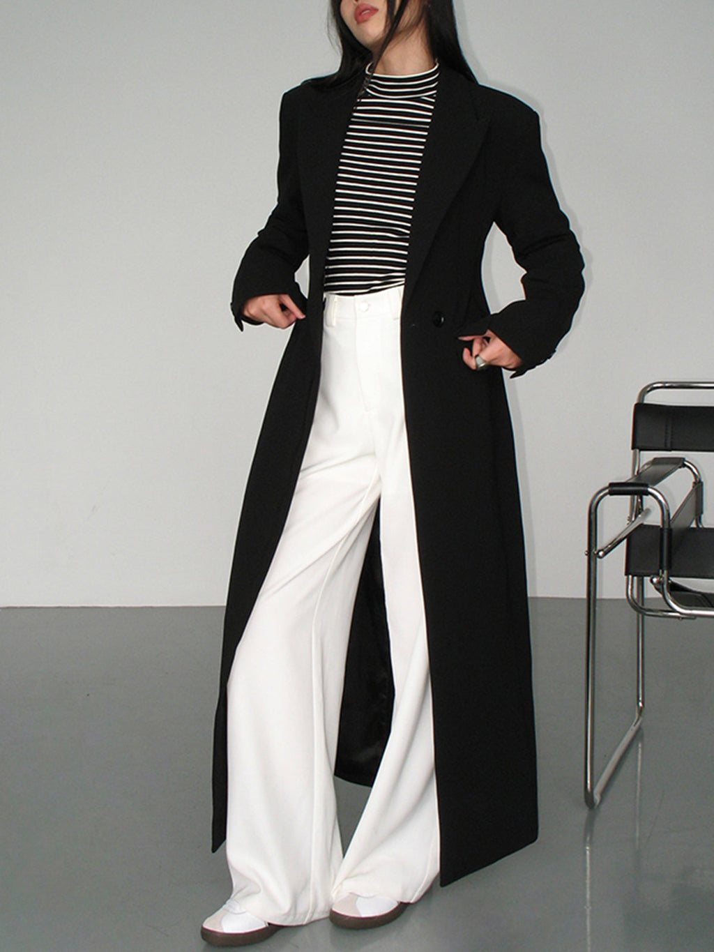 SUENTA Pamelo | Damen Tailliertes Blazer-Kleid – Klassisches Schwarz & Elegante Maxi-Länge