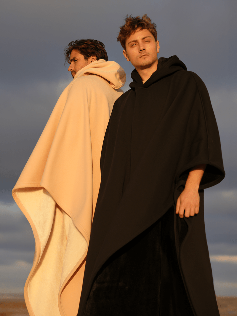 SUENTA Unisex Poncho Mit Kapuze Fleecefutter Oversize Wärme