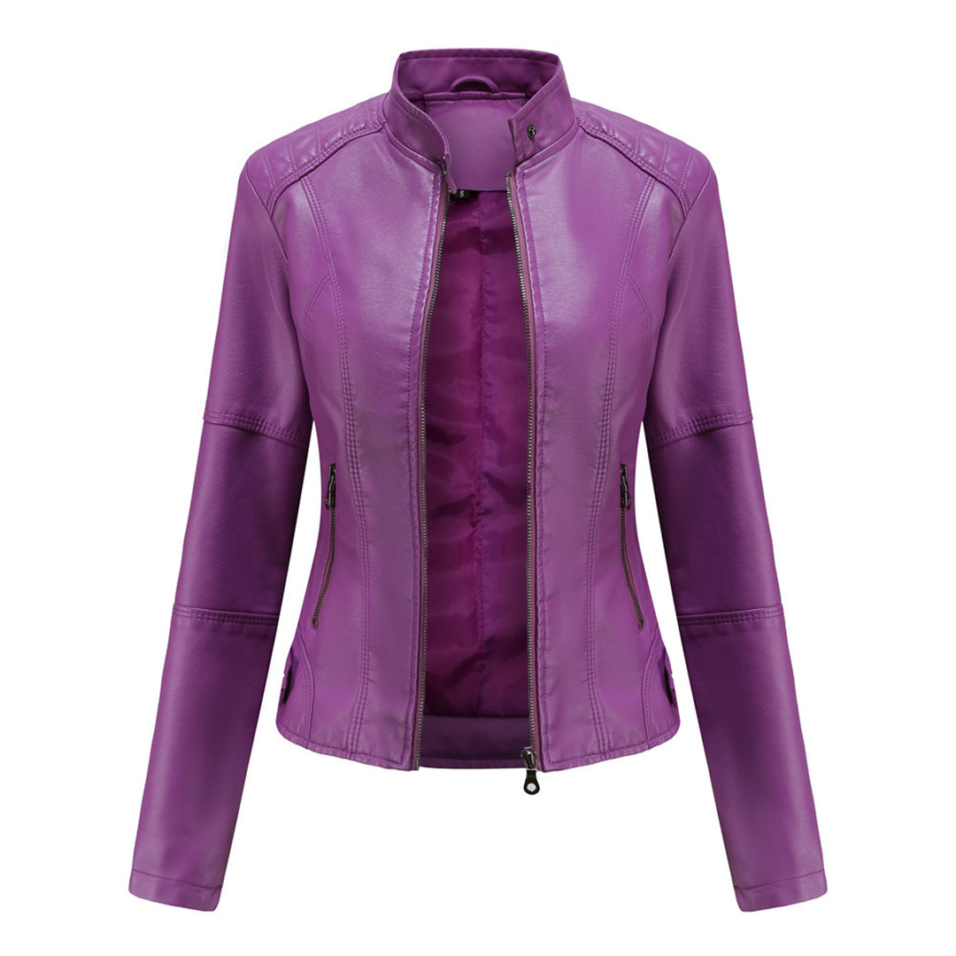 Damaris | Γυναικείο biker jacket από συνθετικό δέρμα με φερμουάρ