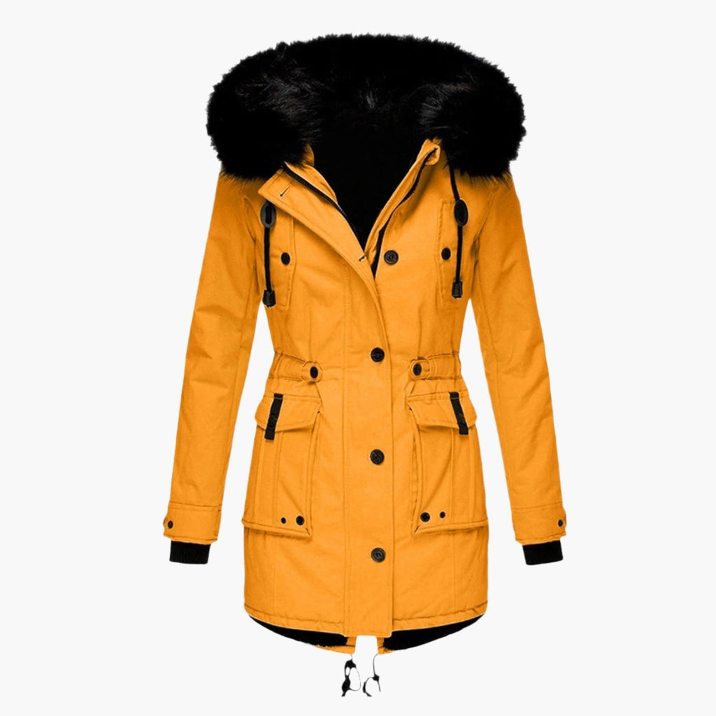 Amore | Damen Casual Warme Longline Kapuzen-Winterjacke