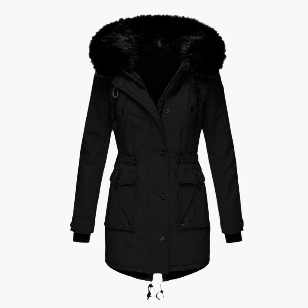 Amore | Damen Casual Warme Longline Kapuzen-Winterjacke