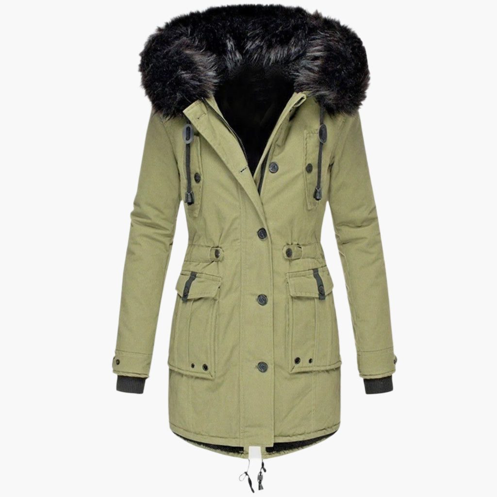 Amore | Damen Casual Warme Longline Kapuzen-Winterjacke