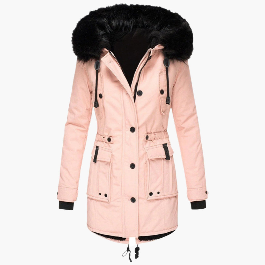 Amore | Damen Casual Warme Longline Kapuzen-Winterjacke