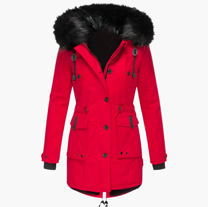 Amore | Damen Casual Warme Longline Kapuzen-Winterjacke