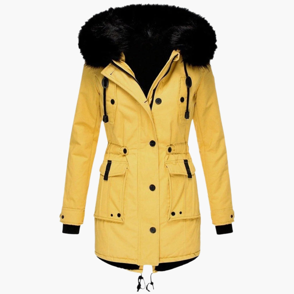 Amore | Damen Casual Warme Longline Kapuzen-Winterjacke