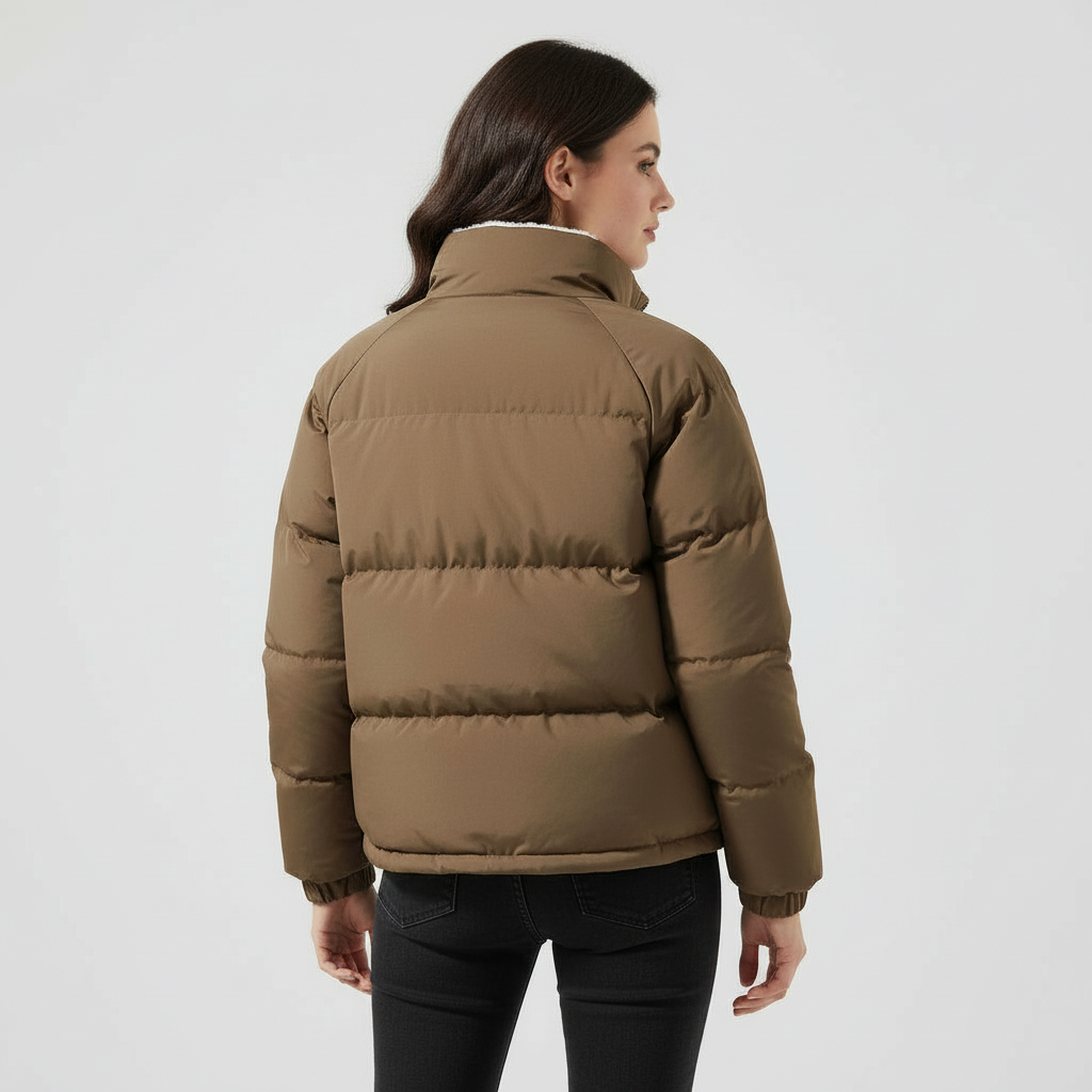 SUENTA Damen Pufferjacke Kapuzenjacke Winter Warm Fleece Gefüttert Polyester
