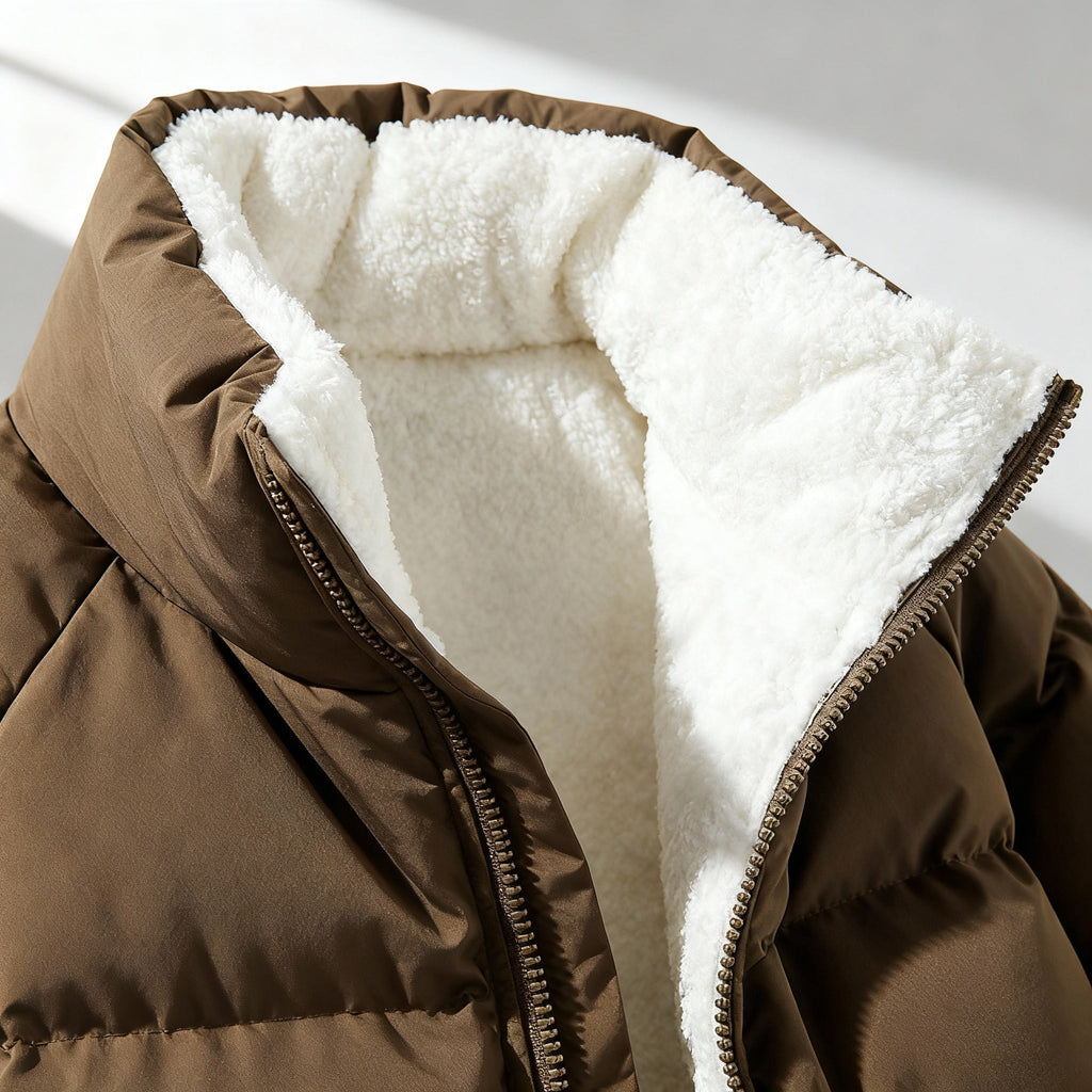 SUENTA Damen Pufferjacke Kapuzenjacke Winter Warm Fleece Gefüttert Polyester