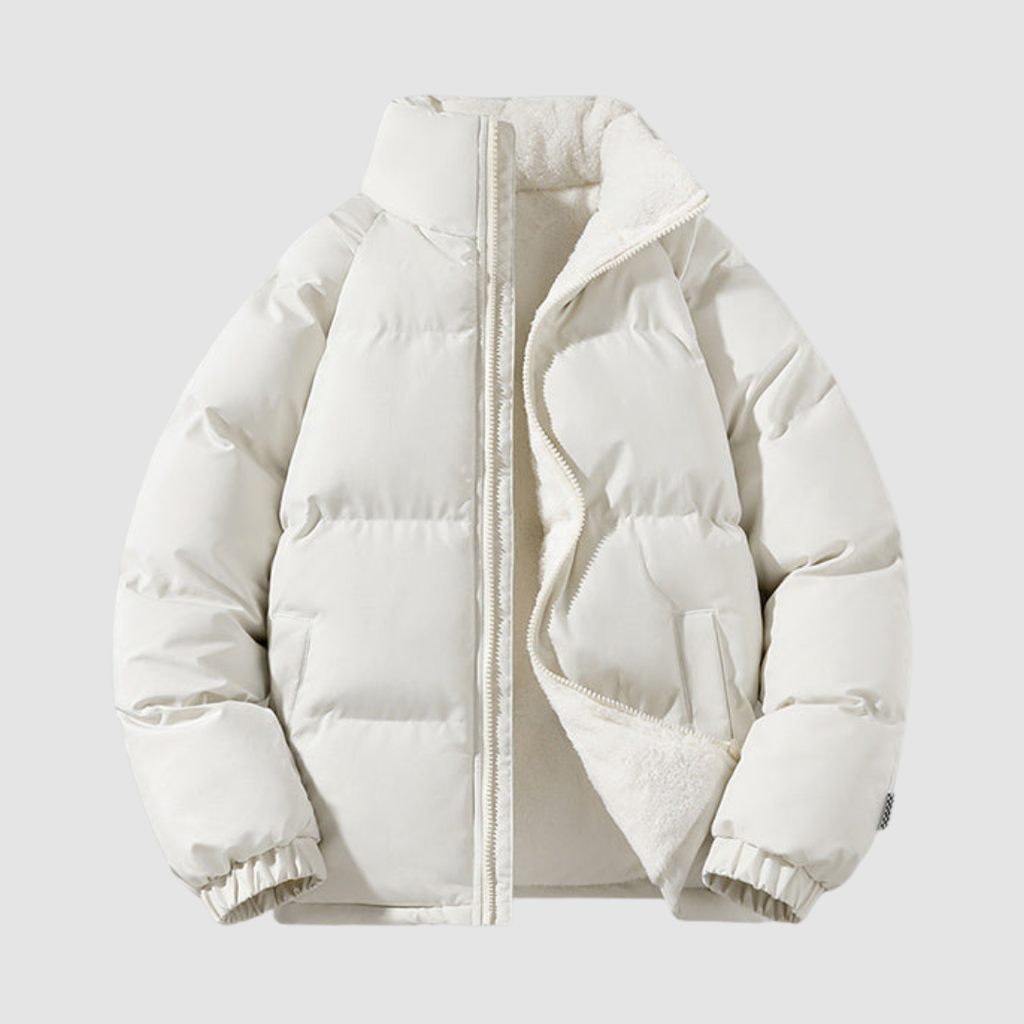 SUENTA Damen Pufferjacke Kapuzenjacke Winter Warm Fleece Gefüttert Polyester Beige