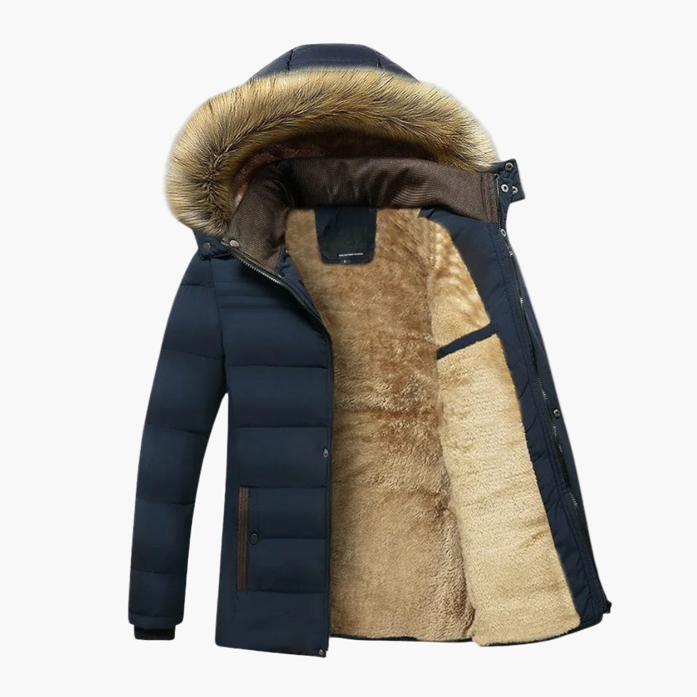 Figueral | Herren Robuste Winterjacke mit Kapuze und Fellfutter