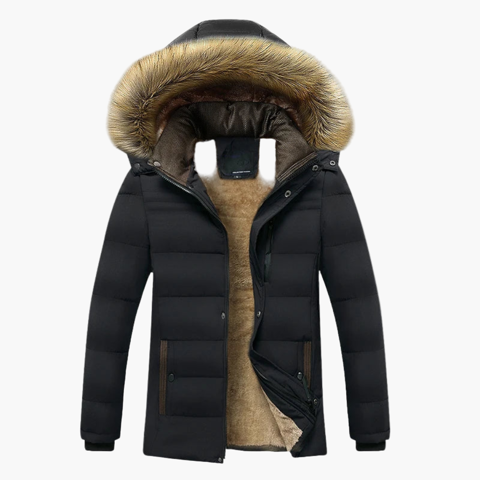 Figueral | Herren Robuste Winterjacke mit Kapuze und Fellfutter
