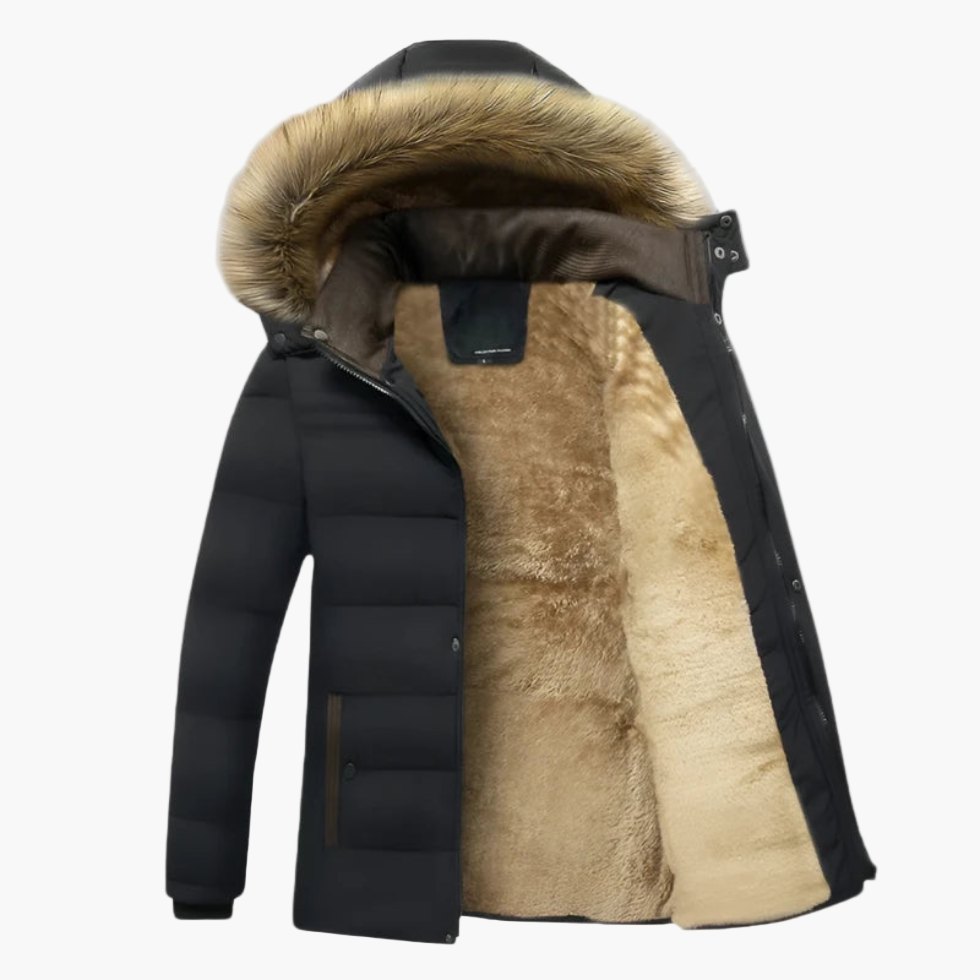 Figueral | Herren Robuste Winterjacke mit Kapuze und Fellfutter