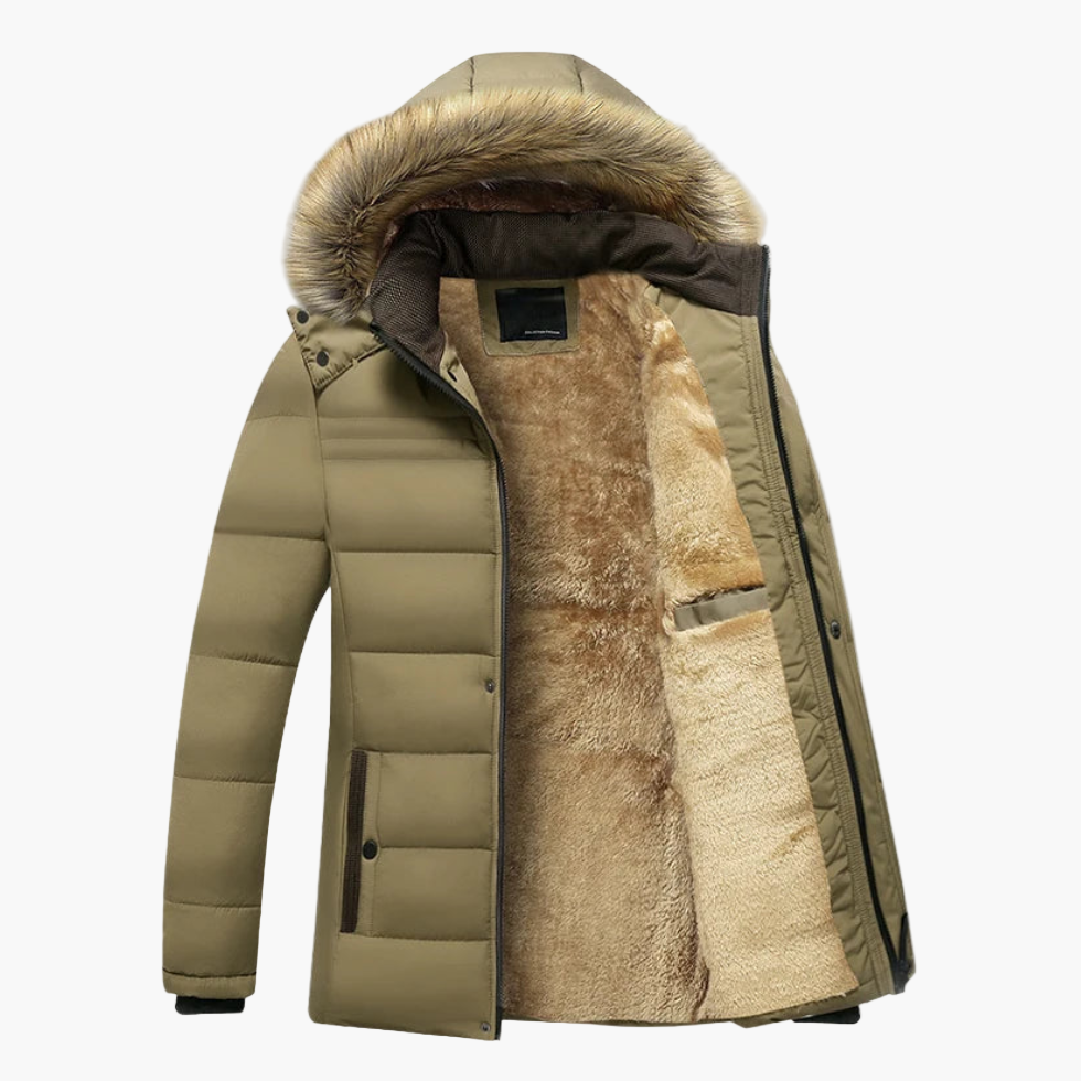 Figueral | Herren Robuste Winterjacke mit Kapuze und Fellfutter