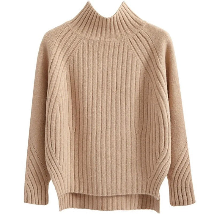 Isana | Damen Gerippter Winterpullover mit hohem Kragen
