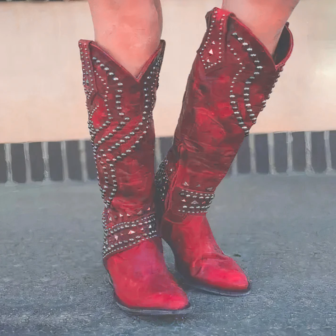 Roque | Damen Western-Stiefeletten mit Nieten und High Heels