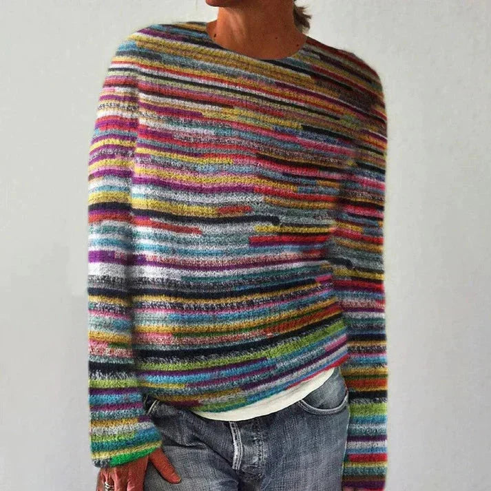 SUENTA Flōre | Bunter Damenpullover mit Grobstrickdesign und Komfortabler Passform