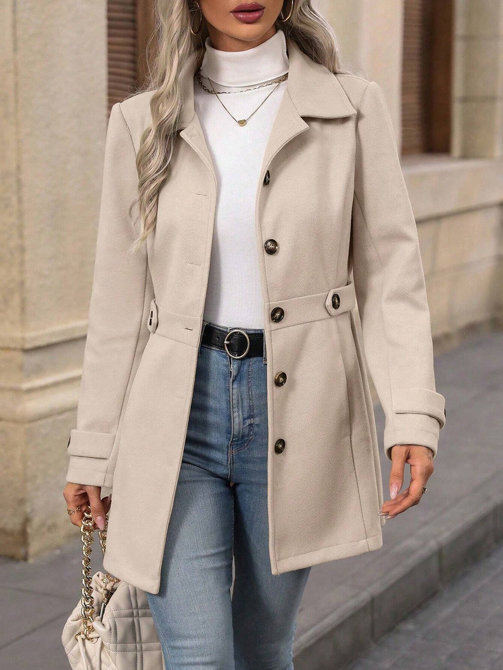 Isana | Herbst-Trenchcoat für Damen mit Gürtel, taillierter Schnitt, Übergangszeit