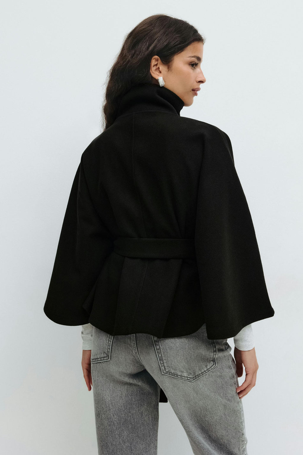Parsha | Cape-Mantel für Damen, Regular Fit, hoher Kragen, Bindegürtel, Winter