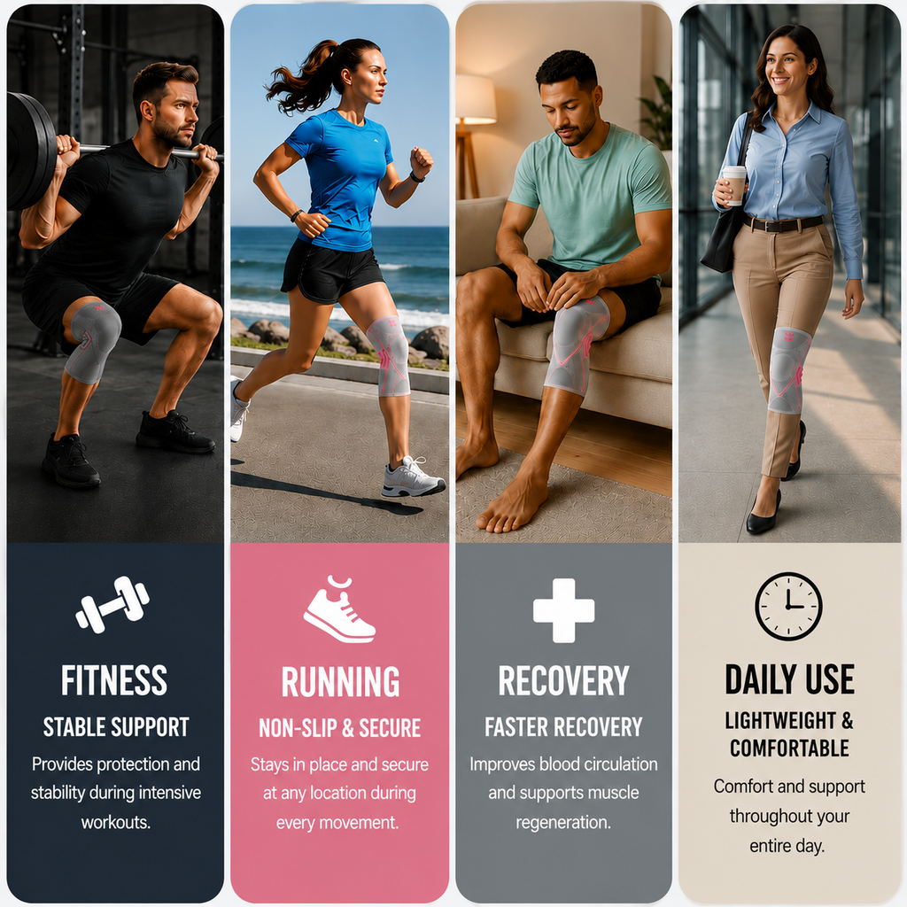 SUENTA Kompressions-Knie-Bandage - Elastische Kniestütze bei Arthritis, Laufen & Gelenkschmerzen