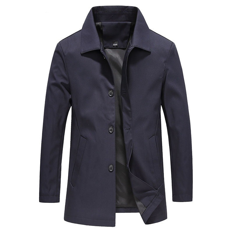 SUENTA Marmari | Winddichter Fleece-Longcoat in Unifarbe Blau