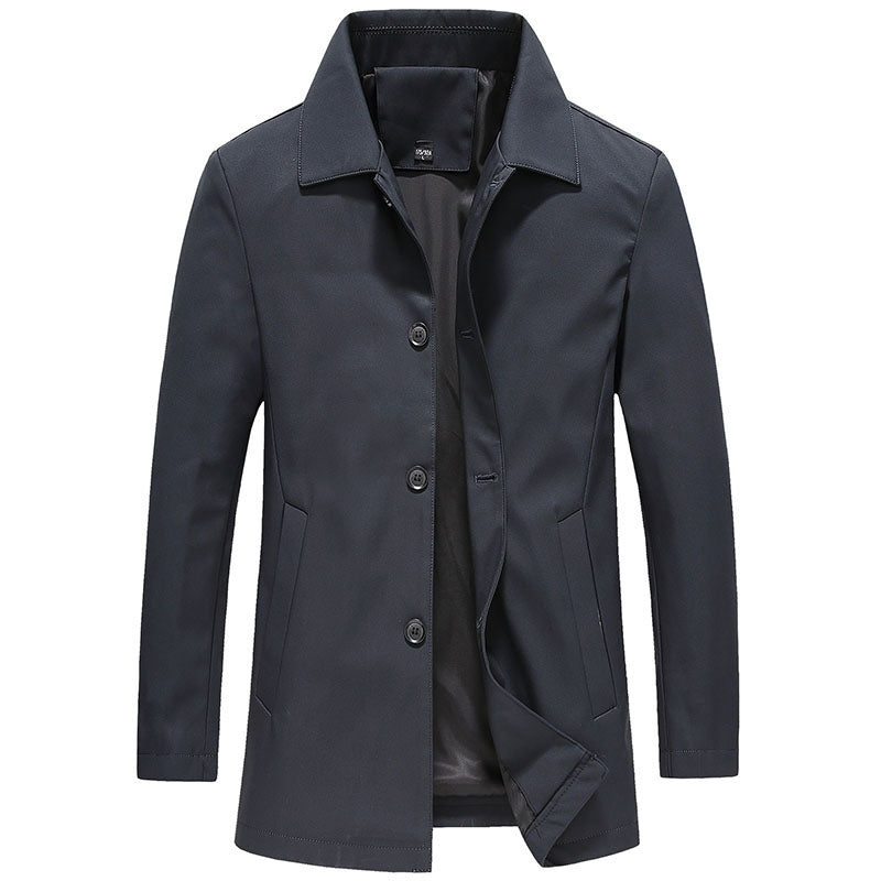SUENTA Marmari | Winddichter Fleece-Longcoat in Unifarbe Marineblau