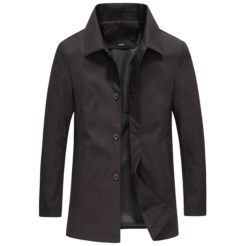 SUENTA Marmari | Winddichter Fleece-Longcoat in Unifarbe Schwarz