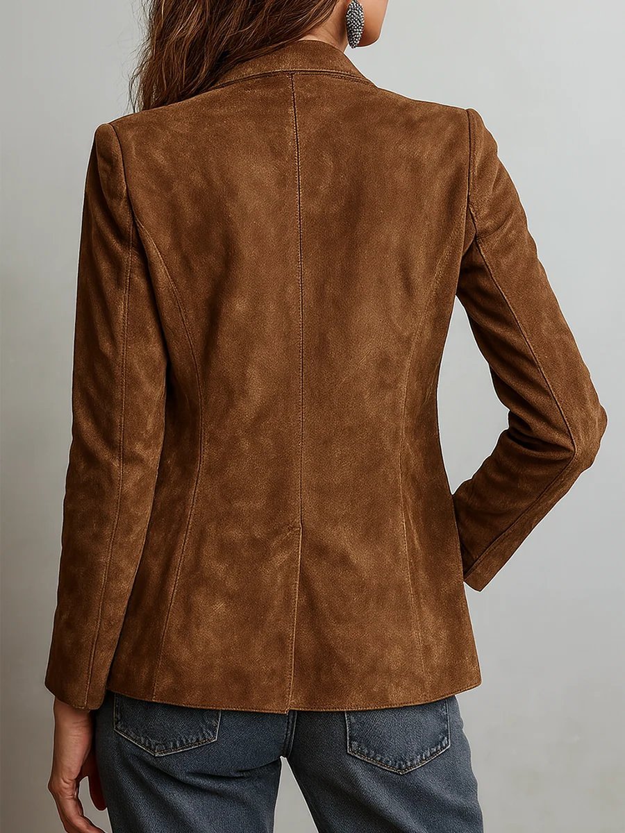 Zahara | Damen Cardigan-Blazer aus Kunstwildleder, Tailored Fit mit Knopfleiste
