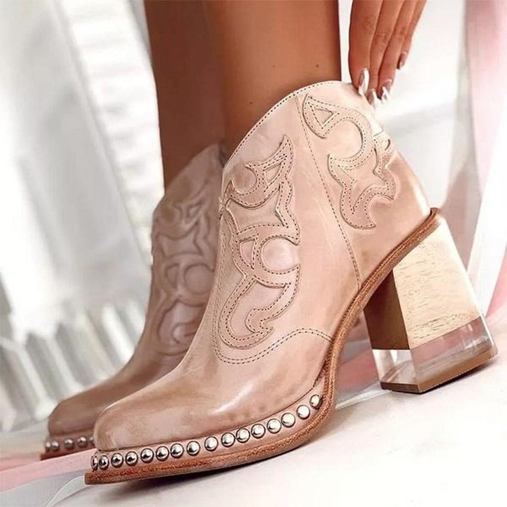 Flōre | Damen Western Stiefeletten Blockabsatz Kunstleder