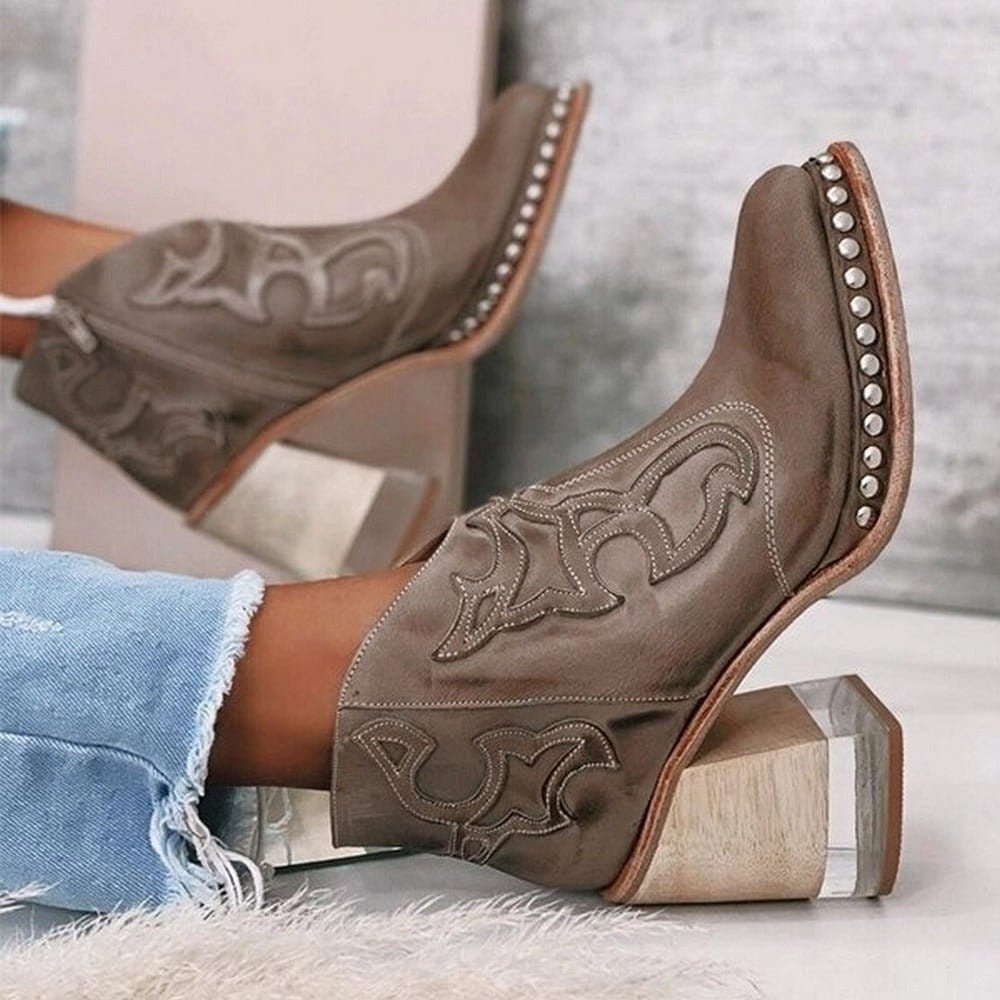 Flōre | Damen Western Stiefeletten Blockabsatz Kunstleder
