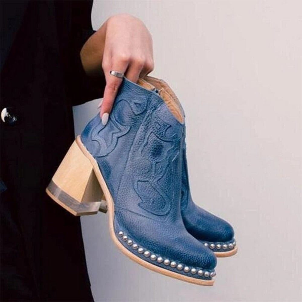 Flōre | Damen Western Stiefeletten Blockabsatz Kunstleder