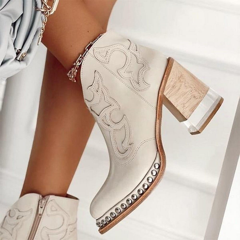 Flōre | Damen Western Stiefeletten Blockabsatz Kunstleder