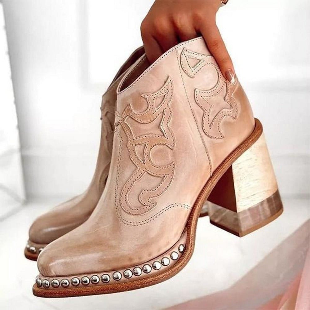 Flōre | Damen Western Stiefeletten Blockabsatz Kunstleder