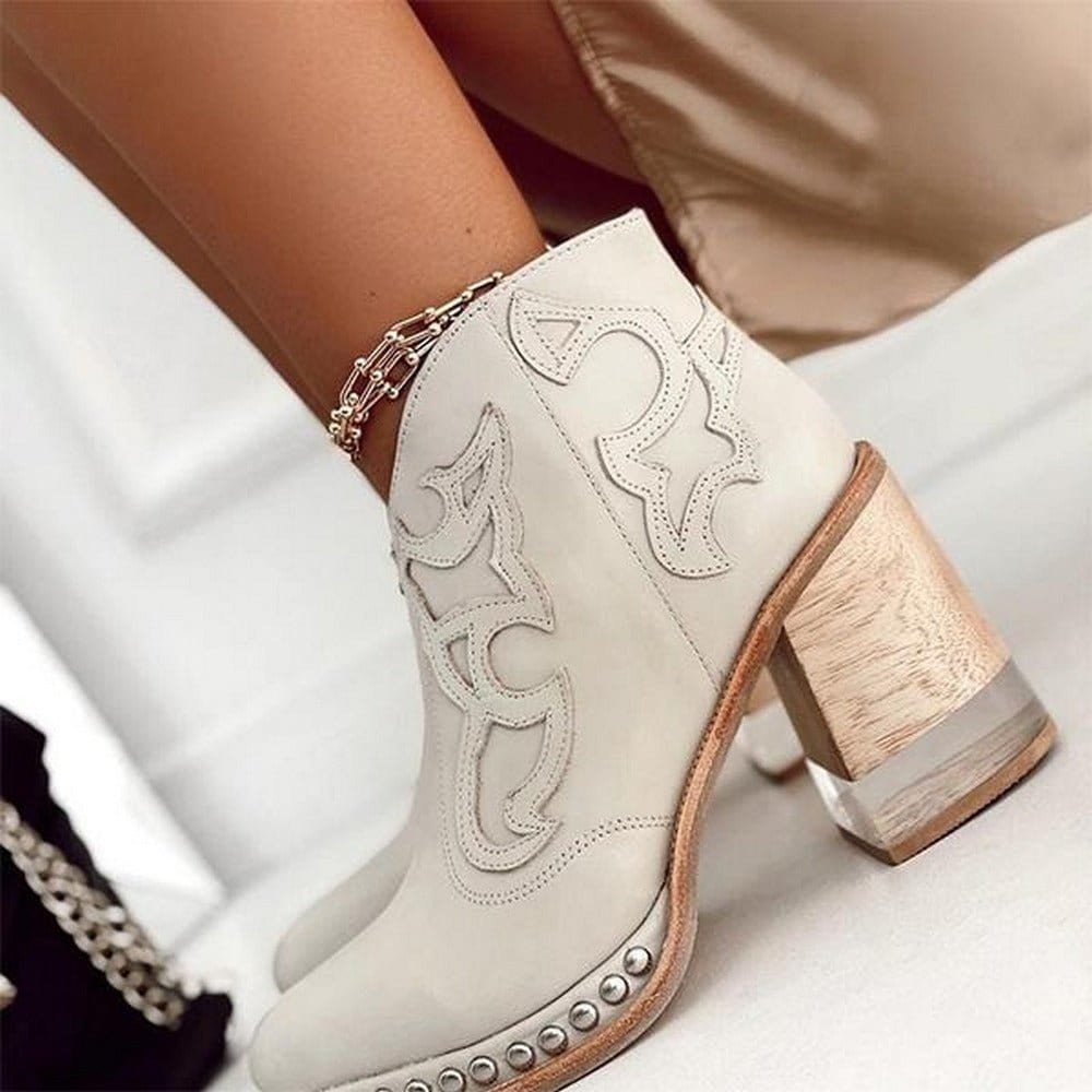 Flōre | Damen Western Stiefeletten Blockabsatz Kunstleder
