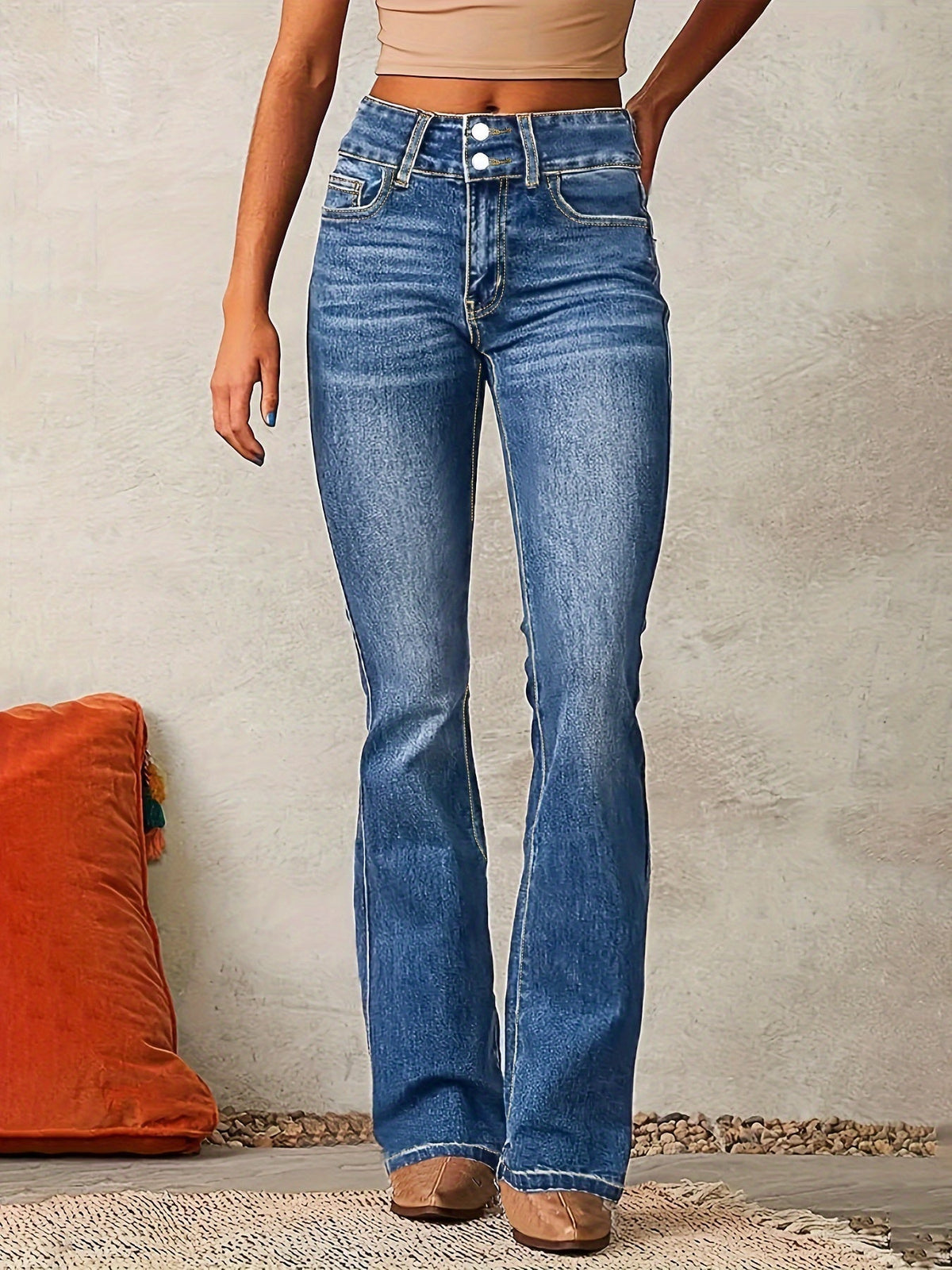 Isana | Damen High-Waist Jeans mit weitem Bein