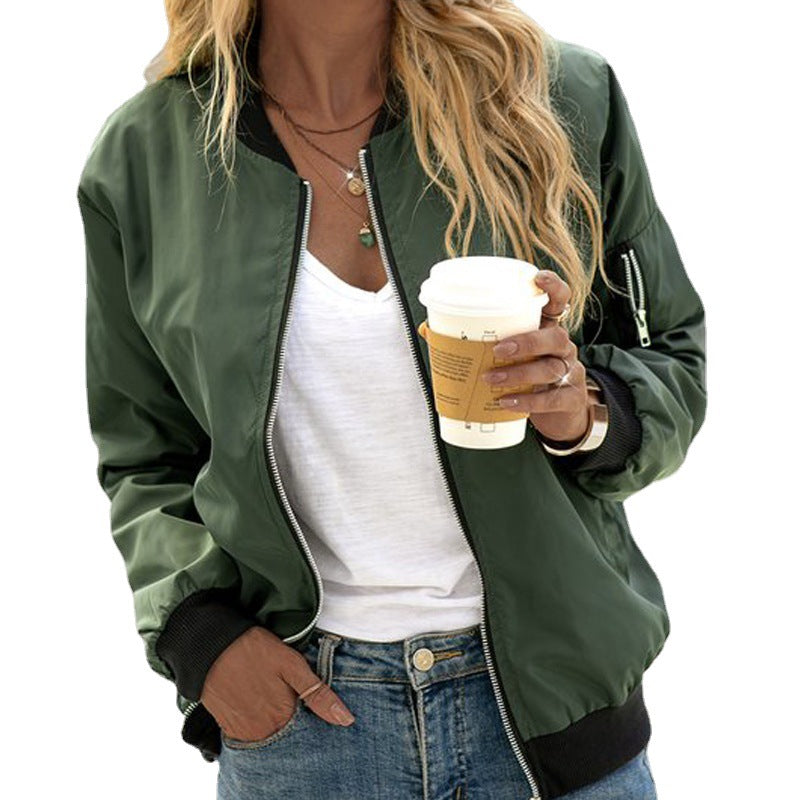 Pamelo | Damen Klassische Bomberjacke mit Reißverschluss vorne