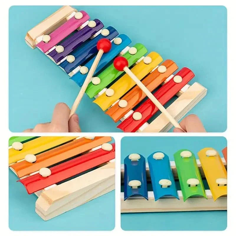 SUENTA EduQuest 5-in-1 Montessori-Aktivitätsspielzeug aus Holz für Babys