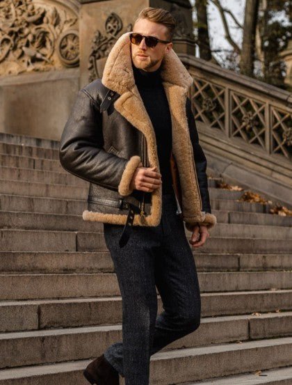 Figueral | Herren Klassische Fliegerjacke mit Reißverschluss