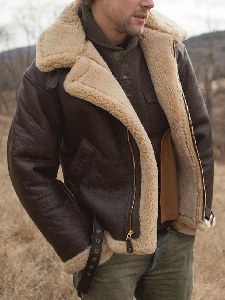 Figueral | Herren Klassische Fliegerjacke mit Reißverschluss