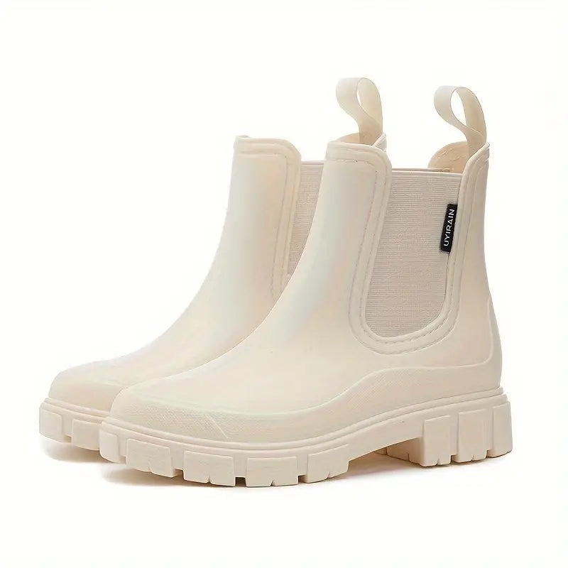 SUENTA Zahara | Damen Wasserdichte Slip-On Chelsea Stiefel Beige