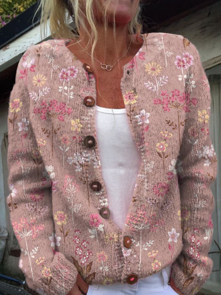 Luna | Damen Klassische Gemusterte Strickjacke mit Knöpfen