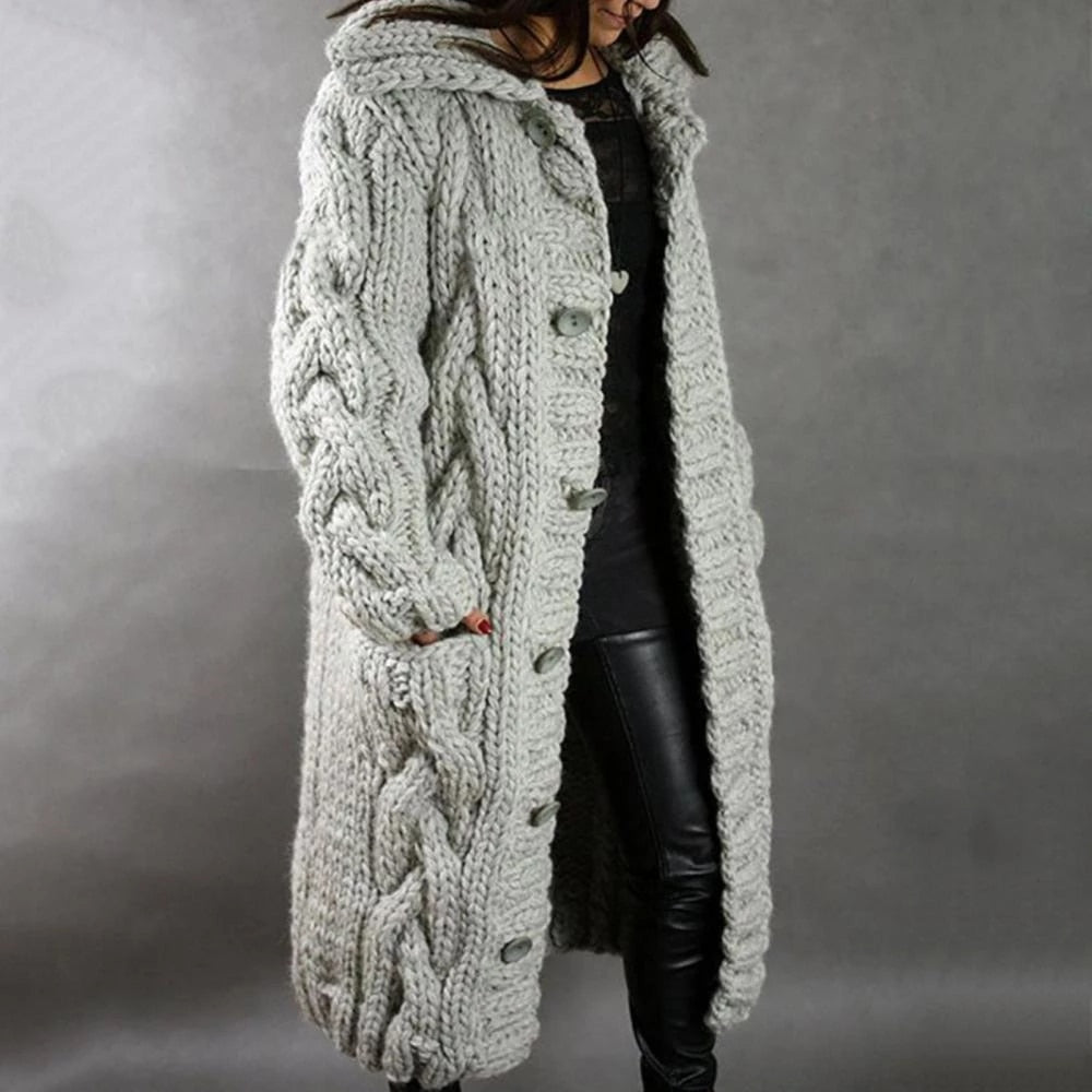 Ēden | Damen Warmer Langer Strickcardigan für den Winter