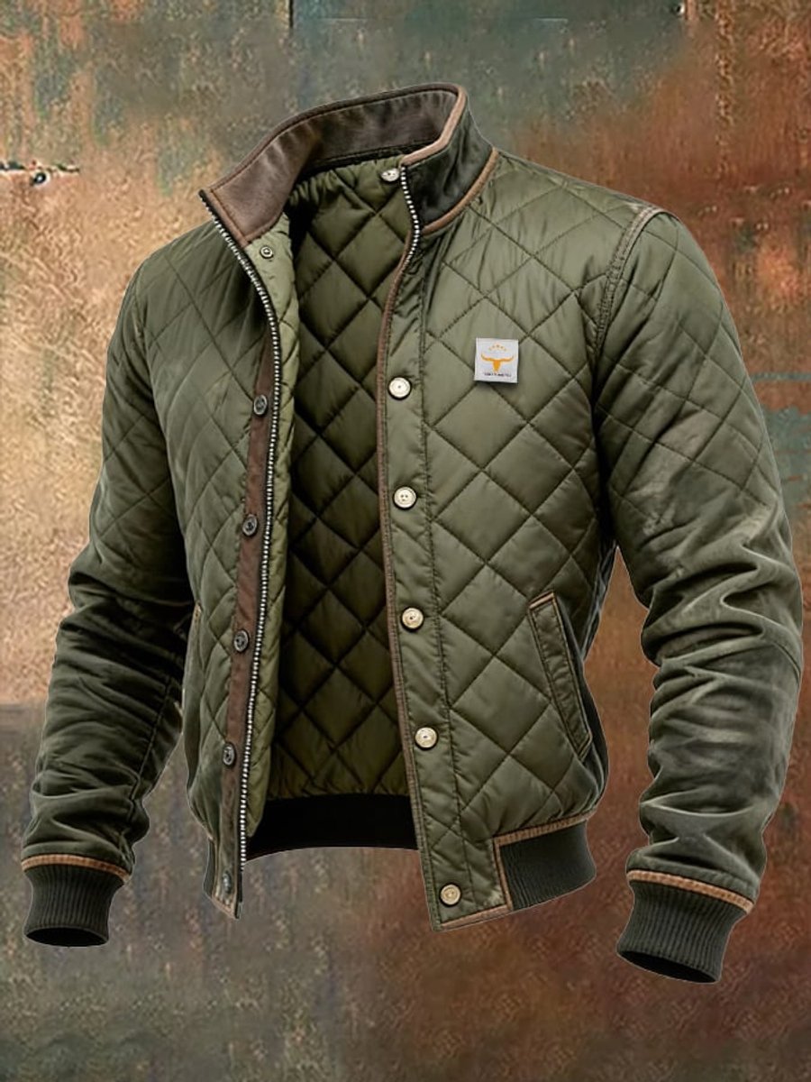 SUENTA Wilshire | Herren Wattierte Steppjacke – Knitterfreie Bomberjacke Grün