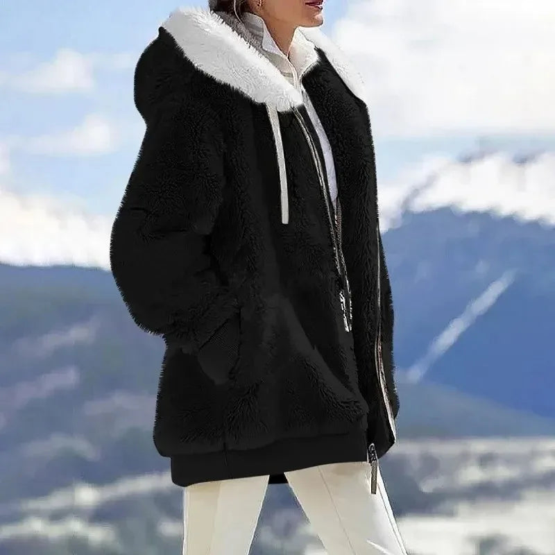 Luna | Chaqueta de invierno para mujer con diseño de bloques de color y capucha