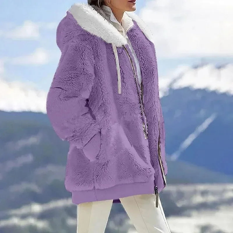 Luna | Chaqueta de invierno para mujer con diseño de bloques de color y capucha
