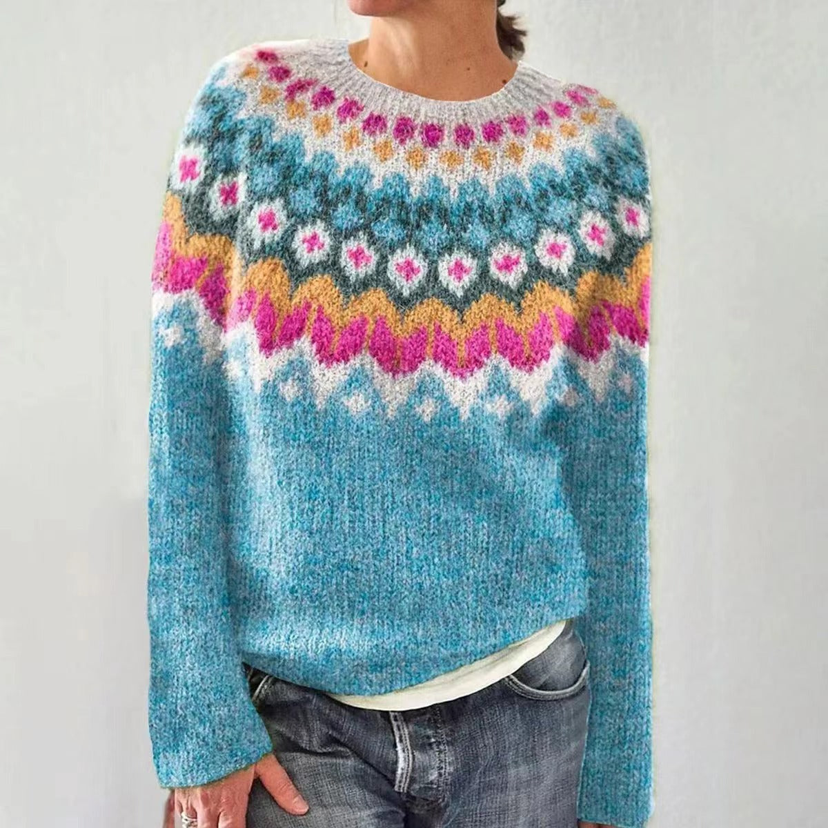 Amore | Festlicher gestrickter Damen-Weihnachtspullover mit Rentiermotiv